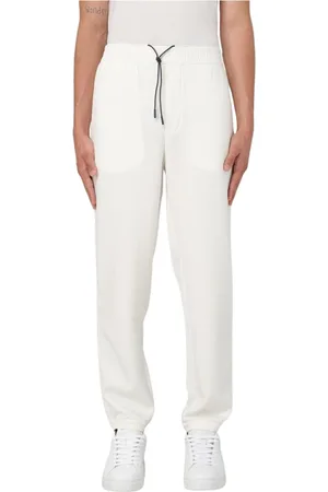 Emporio Armani Spodnie, Mężczyzna, Biały, M, Niebieskie Stylowe Spodnie z Elastycznym Pasem