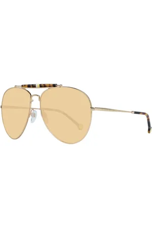 Tommy Hilfiger Akcesoria, Kobieta, Żółty, ONE SIZE, Złote Okulary Przeciwsłoneczne Damskie Aviator Gradient