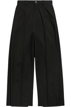 Balenciaga Spodnie, Mężczyzna, Czarny, S, Len, Eleganckie Wełniane Spodnie z Plisami