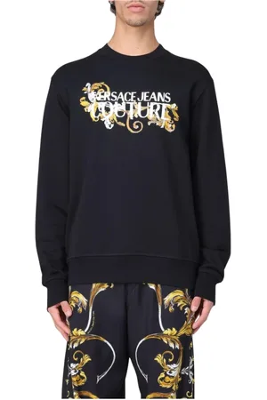 VERSACE Bluzy, Mężczyzna, Czarny, XL, Bluza z haftem Stylowy Wygodny