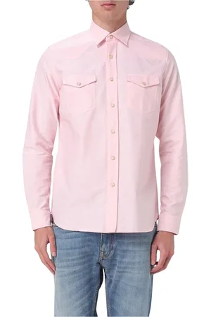LARDINI Koszule, Mężczyzna, Różowy, 2XL, Biała Koszula z Długim Rękawem