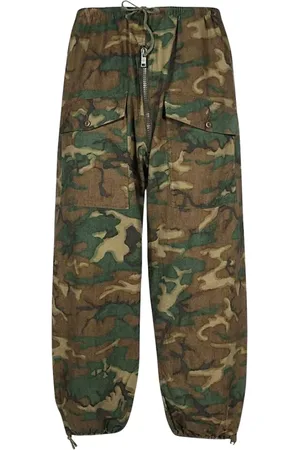 Givenchy Spodnie, Mężczyzna, Zielony, S, Spodnie w kamuflażu z sznurkiem