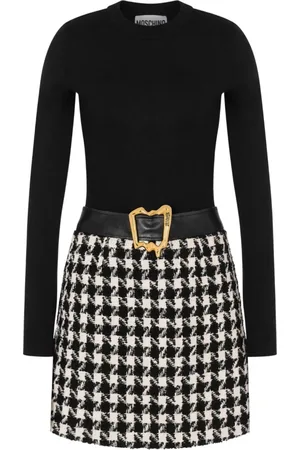 Moschino Sukienki, Kobieta, Czarny, S, Bawełna, Elegancka Sukienka w Pieski Bianco Aw 23