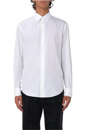 Emporio Armani Koszule, Mężczyzna, Biały, 2XL, Elegancka Koszula Poplinowa