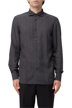 Emporio Armani Koszule, Mężczyzna, Czarny, M, Koszula z nadrukiem logo