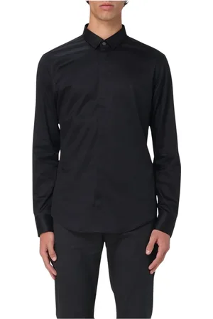 Emporio Armani Koszule, Mężczyzna, Czarny, M, Biała Koszula z Długim Rękawem