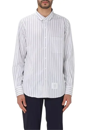 Thom Browne Koszule, Mężczyzna, Szary, XL, Paski Koszula z Kołnierzykiem
