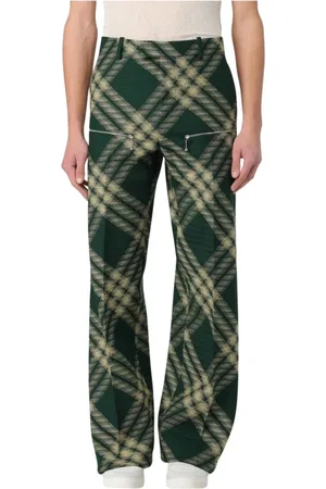 Burberry Spodnie, Mężczyzna, Zielony, L, Zielone Spodnie w Kratke z Zamkiem