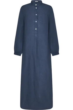 MASSIMO ALBA Sukienki, Kobieta, Niebieski, M, Len, Niebieski Kaftan z lnianego materiału