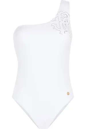 Roberto Cavalli Stroje kąpielowe, Kobieta, Biały, M, Monogram One-Shoulder Swimsuit