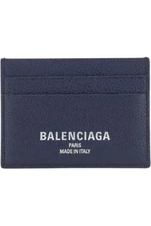 Balenciaga Akcesoria, Mężczyzna, Niebieski, ONE SIZE, Len, Niebieski Portfel na Karty Skórzany