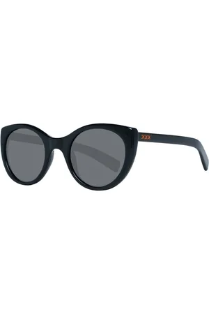 Ermenegildo Zegna Akcesoria, unisex, Czarny, ONE SIZE, Czarne Unisex Okulary Przeciwsłoneczne Polaryzacyjne Okrągła Oprawka