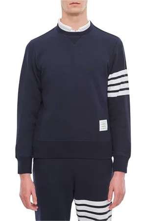 Thom Browne Bluzy, Mężczyzna, Niebieski, M, Paski Crewneck Sweatshirt