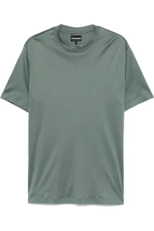 Emporio Armani Koszulki, Mężczyzna, Zielony, L, Koszulka z Lyocellu i Bawełny