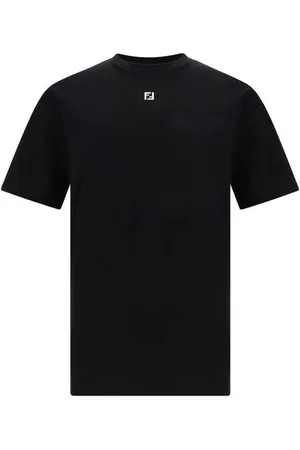 Fendi Koszulki, Mężczyzna, Czarny, S, Ikoniczny T-shirt z Logo Bawełniany