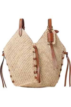 Isabel Marant Torebki, Kobieta, Beżowy, ONE SIZE, Beżowa Torba Raffia z Akcentami Skóry