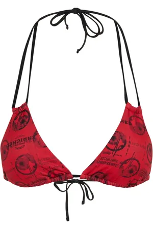 Iceberg Stroje kąpielowe, Kobieta, Czerwony, L, Czerwony top bikini w kształcie trójkąta z metalowymi ćwiekami pod biustem