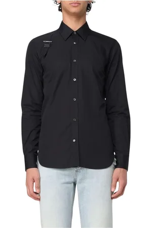 Alexander McQueen Koszule, Mężczyzna, Czarny, L, Czarna Dopasowana Koszula z Guzikami