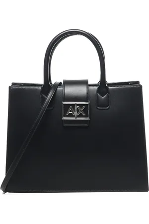 Armani Exchange Torebki, Kobieta, Czarny, ONE SIZE, Czarna Torba na Ramię z Detalem Loga