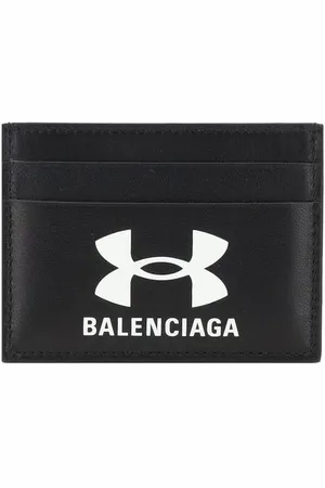 Balenciaga Akcesoria, Mężczyzna, Czarny, ONE SIZE, Len, Portfel na karty z nadrukiem logo