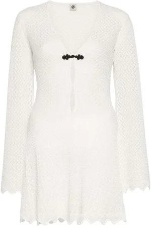 THE GARMENT Sukienki, Kobieta, Biały, 2XS, Biała Bawełniana Sukienka z Dekoltem w Serek