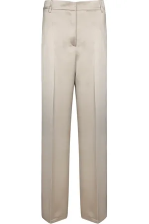 BLANCA Spodnie, Kobieta, Beżowy, 2XS, Eleganckie Satynowe Spodnie Palazzo