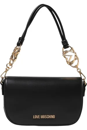Moschino Torebki, Kobieta, Czarny, ONE SIZE, Czarna Torba na Ramię z Detalem Łańcucha