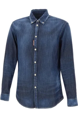 Dsquared2 Koszule, Mężczyzna, Niebieski, S, Bawełna, Koszula jeansowa