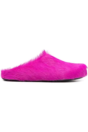 Marni Buty, Mężczyzna, Różowy, 43 EU, Różowe płaskie buty z Fur Fussbett Sabot