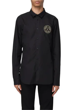 VERSACE Koszule, Mężczyzna, Czarny, 2XL, Luksusowa Złota Koszula