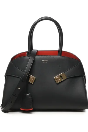 Salvatore Ferragamo Torebki, Kobieta, Czarny, ONE SIZE, Czarna skórzana torebka z klamrami Gancini