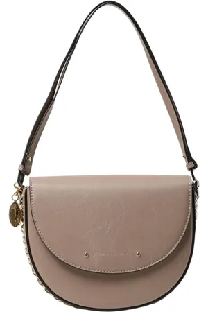 Stella McCartney Torebki, Kobieta, Beżowy, ONE SIZE, Plecak łańcuchowy w kształcie półksiężyca