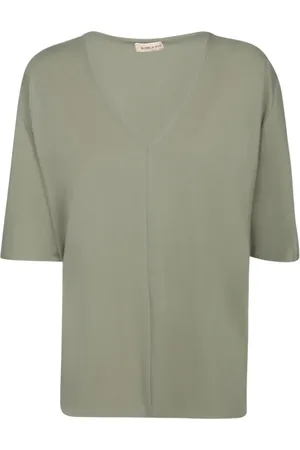 BLANCA Koszulki, Kobieta, Zielony, XS, Zielony T-shirt z dekoltem w serek