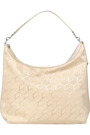 MCM Torebki, Kobieta, Beżowy, ONE SIZE, Wytłoczona Geometryczna Torba na ramię
