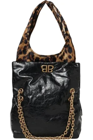 Balenciaga Torebki, Kobieta, Czarny, ONE SIZE, Len, Torba na ramię z uchwytem w panterkę