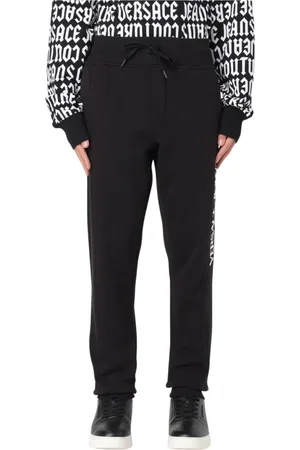 VERSACE Spodnie, Mężczyzna, Czarny, M, Nowoczesny Mężczyzna Szare Joggersy z Logo