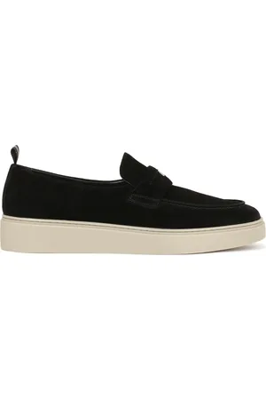 Kazar Buty, Mężczyzna, Czarny, 46 EU, Zamsz, Czarne slip-on trampki z srebrnym logo