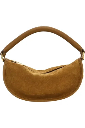 Burberry Torebki, Kobieta, brązowy, ONE SIZE, Zamsz, Brązowa Skórzana Torba Half Moon