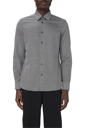 Emporio Armani Koszule, Mężczyzna, Niebieski, L, Koszula z geometrycznym nadrukiem
