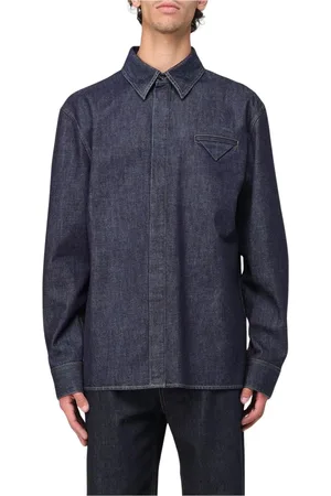 Bottega Veneta Koszule, Mężczyzna, Fioletowy, M, Fioletowa Koszula Dżinsowa, Luźny Krój