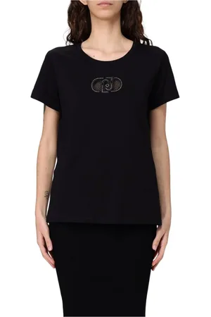 Liu Jo Koszulki, Kobieta, Czarny, M, Beige Logo T-Shirt