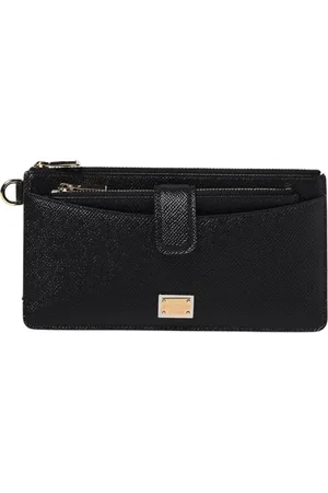 Dolce & Gabbana Akcesoria, Kobieta, Czarny, ONE SIZE, Czarna skórzana portmonetka z miejscami na karty