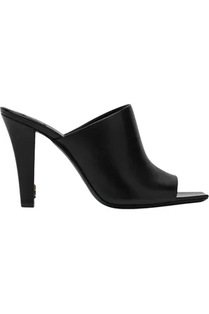 Saint Laurent Buty, Kobieta, Czarny, 38 EU, Czarne Skórzane Mules Obcasy Eleganckie Uniwersalne