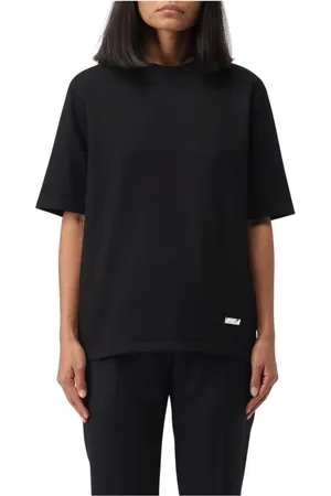 Jil Sander Koszulki, Kobieta, Czarny, M, Czarna Koszulka z Okrągłym Dekoltem Minimalistyczny Styl
