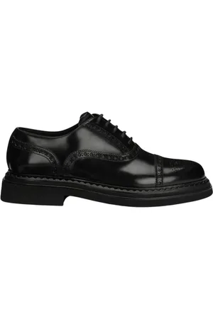 Dolce & Gabbana Buty, Mężczyzna, Czarny, 42 1/2 EU, Len, Czarne Brogue Oxford Buty