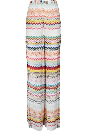 Missoni Spodnie, Kobieta, Wielobarwność, S, Spodnie dzianinowe o wysokim stanie