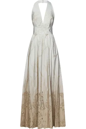 Elie saab Sukienki, Kobieta, Biały, S, Biała Sukienka z Haftem i Gradientem