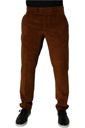 Dolce & Gabbana Spodnie, Mężczyzna, brązowy, M, Denim, Ciemnobrązowe Corduroy Skinny Denim Jeansy