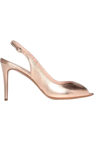 ANNA F. Buty, Kobieta, Żółty, 39 EU, Złote Peep Toe Slingback Obcasy
