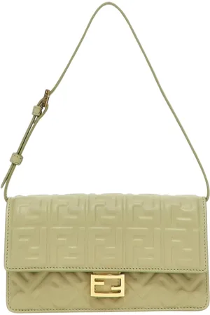 Fendi Torebki, Kobieta, Zielony, ONE SIZE, Pikowana Skórzana Torba na Ramię